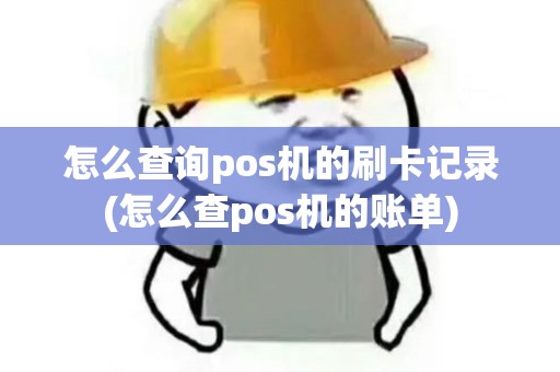 怎么查询pos机的刷卡记录(怎么查pos机的账单)