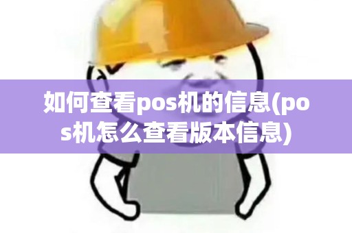 如何查看pos机的信息(pos机怎么查看版本信息)